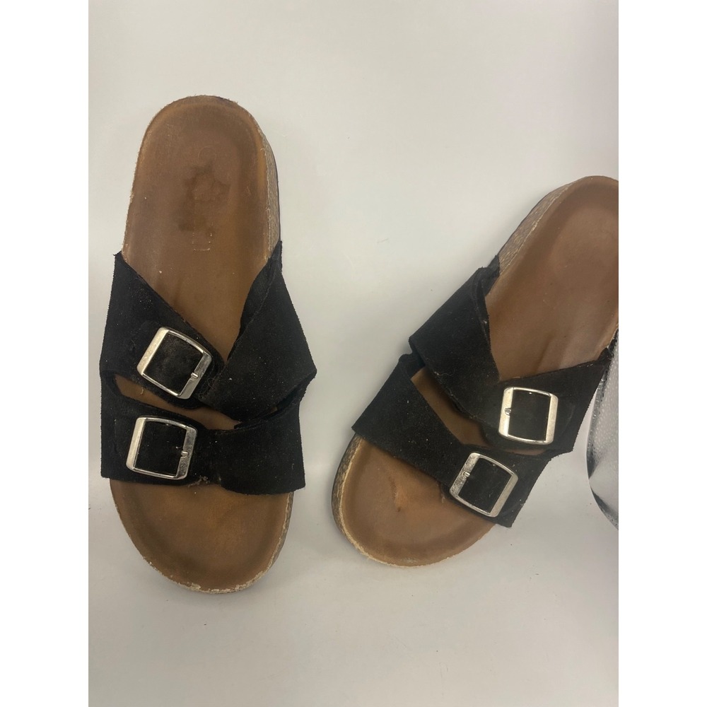 Black 2 Strap Big Buckle Cork Slip on Arizona Sandals Size 10 by Mission Ridge